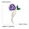 Spilla a rosa viola di moda con petali in smalto e strass lucidi per donna - Viola