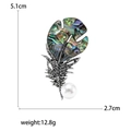 Elegant shell feather brooch with pearls and crystals, size 5.1cm by 2.7cm and 12.8g - Antique Silver