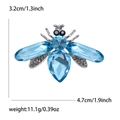 Blue insect bee brooch with alloy base and rhinestones, size 4.7x3.2cm for men suits - Blue