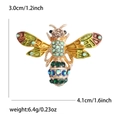 Golden bee brooch with green and blue crystals and enamel wings variant - Green