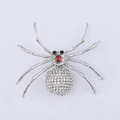 Spilla a ragno argentata con strass trasparenti e gemma centrale rossa accattivante - Base Argento Strass Bianco (MM-BR-3339-WH)