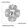 Elegante spilla in lega d'argento con fiore di cristallo, misura 6,6 cm per 5,9 cm - Argento