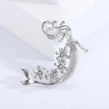 Elegante zilverkleurige zeemeerminbroche met fonkelende kristallen strass-steentjes - Zilver
