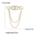 Spilla a catena con nappe d'argento con anelli di cristallo e design per giacche - Oro (MM-BR-3437)