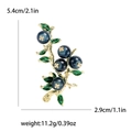 Broche myrtille artistique avec perles bleues et feuilles émaillées avec dimensions - Bleu (MM-BR-3380-BL)