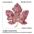 Elegant gold maple leaf brooch with sparkling pink and purple crystals, 5.2cm x 4.9cm size - Purple
