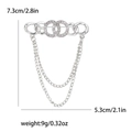 Spilla a catena con frange argentate, strass brillanti e dettagli sulle dimensioni - Argento (MM-BR-3437)