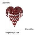 Broche cœur élégante avec strass rouges et glands argentés pour accessoires de mode - Rouge (MM-BR-3391-RD)