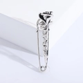 Spilla vintage a forma di rosa argento con spilla di sicurezza e trama floreale - Argento