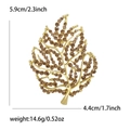 Golden leaf brooch with champagne crystals showing height 5.9cm and width 4.4cm - Brown (3366-BR)