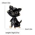 Modische schwarze Emaille-Katzenbrosche mit Goldbeschichtung und Strass, 3,9 x 3 cm - Schwarz (MM-BR-3465-BK)