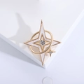 Minimalist gold hexagram star brooch with white enamel and sparkling zircon center - Gold White