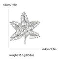 Spilla a foglia d'argento barocca con cristalli scintillanti, 4,8 cm per 4,4 cm - Argento