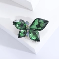 Spilla a farfalla alla moda con cristalli verde scuro e strass colorati su base in argento - Verde (MM-BR-Verde-3438-GN)