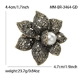 Spilla vintage a fiore dorata con strass grigi e perla bianca centrale da donna - Oro (3464-GD)