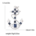 Vintage silver anchor and cross brooch with blue gemstones and white pearls - Blue