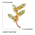 Enamel flower branch brooch in green and yellow with dimensions 4.1cm x 2.1cm - Yellow