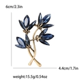 Vintage Orchideen Brosche mit dunkelblauen Kristallen und Gold-Finish inklusive Maßen - Gold Blau