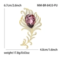 Elegante spilla a piuma in zirconi viola e oro con dimensioni di 6.7x4.0 cm - Viola