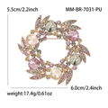 Spilla vintage a ghirlanda in oro rosa con strass colorati, misura 6 cm di diametro - Viola (MM-BR-7031-PU)