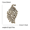 Vintage Pfauenbrosche in Gold mit bernsteinfarbenen Strasssteinen 7,2 x 4,3 cm - Kaffeebraun
