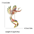 Eleganter Phönix-Vogel-Brosche in Gold mit grünem Emaille-Verlauf und Kristallen - Bunt