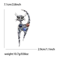 Vintage cat brooch with colorful rhinestones on silver alloy base for women suit - Blue