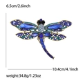 Broche libellule bleue avec strass et cristaux sur alliage doré taille 10,4x6,5 cm - Bleu Roi (MM-BR-宝蓝-3511-BL)