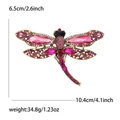 Broche libellule vintage en alliage d'or avec strass roses et mesures de taille - Rose (MM-BR-粉色-3511-PK)
