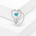 Spilla a stetoscopio in argento con strass blu e cristalli per personale medico - Stile Stetoscopio a Cuore (MM-BR-3543) / Argento Strass Blu Lago