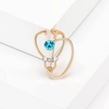 Spilla stetoscopio creativa in lega d'oro con cristallo blu per decorazione moda - Stile Stetoscopio a Cuore (MM-BR-3543) / Oro Strass Blu Lago