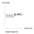 Silver comb-shaped brooch with clear rhinestones and black oil drip finish - Silver
