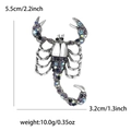 Silver scorpion brooch with purple rhinestones measuring 5.5cm by 3.2cm and weighing 10g - Dark Blue