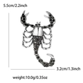 Fashion alloy scorpion brooch with vintage silver finish and dark grey rhinestones - Black and Gray