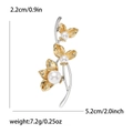 Vintage 14k Gold Perlen Blumenbrosche mit silbernen Zweigen, Maße 5,2 cm x 2,2 cm - Gold (7038-GD)