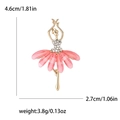 Elegant ballet dancer brooch in gold with pink petal skirt and sparkling rhinestones - Pink