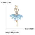 Broche ballerine dorée élégante avec pétales bleus scintillants et strass brillants - Bleu