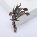 Vintage bouquet brooch in antique gold finish with multicolored rhinestones and crystals - Colorful