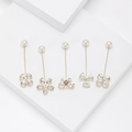 Set di spille a fiore dorate minimaliste con perle bianche e strass scintillanti - Set Perla Bianca Strass