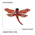 Broche libellule créative avec strass rouges et base dorée, 10,4cm x 6,5cm - Rouge (MM-BR-红色-3511-RD)