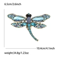 Vintage dragonfly brooch in bronze alloy with blue rhinestones, size 10.4x6.5cm - Lake Blue