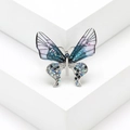 Elegant butterfly brooch with blue-purple gradient wings and sparkling rhinestones - Purple