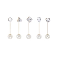 Elegant gold pins set with crystal shapes and pearls for sweater and blouse accessories - Gold (MM-BR-7113)