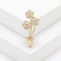 Eleganter weißer Emaille Rosenstrauß Broschen mit goldenem Stiel und Schleife auf Stufen - Weiß