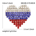 Broche en cœur scintillante avec strass blancs, bleus et rouges sur métal - Style Drapeau Russe (MM-BR-彩色B-2170-MX/B)