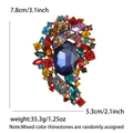 Spilla vintage oversize con grande cristallo blu e strass colorati in lega dorata - Colorato