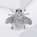 Spilla ape scintillante in lega d'argento con strass e dettagli in pietre preziose nere - Argento