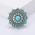 Vintage Turkish hollow brooch with turquoise stone and rhinestones on white background - Turkish Blue (MM-BR-土耳其蓝-3569-SL)