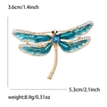 Vista dettagliata della spilla a libellula smaltata con strass e dimensioni - Blue (MM-BR-0976)