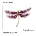Dettaglio della spilla libellula con ali in smalto viola e misure del prodotto - Purple (MM-BR-0976)